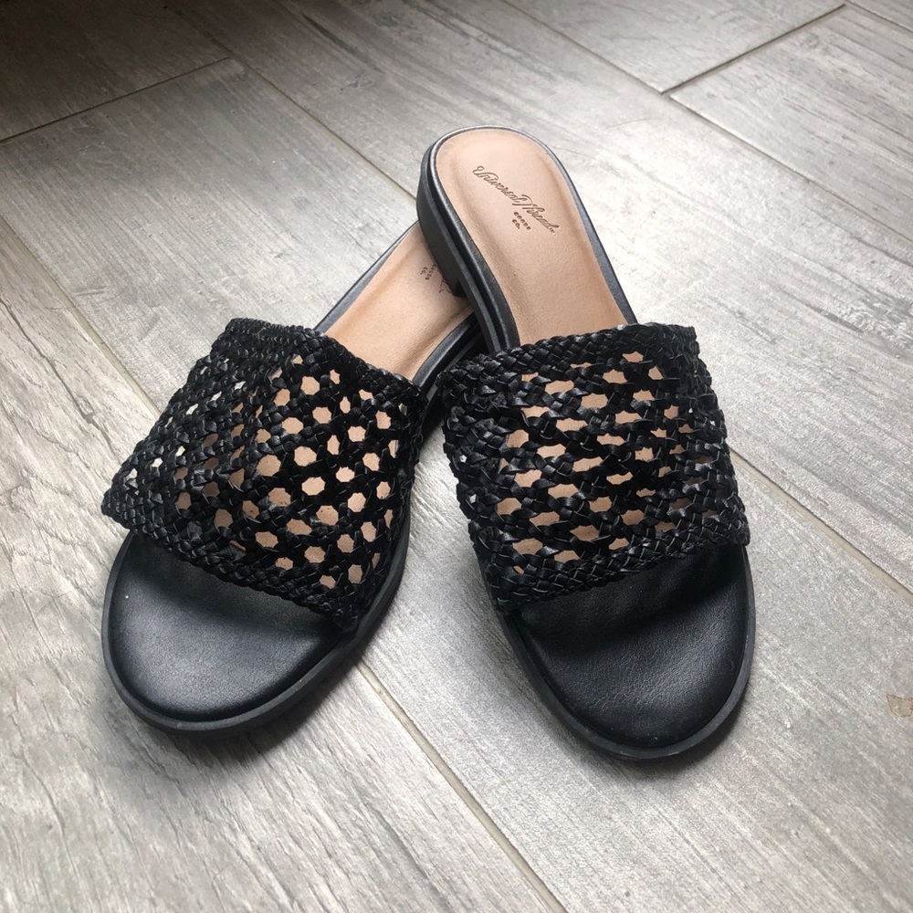 Woven Black Slide Sandals